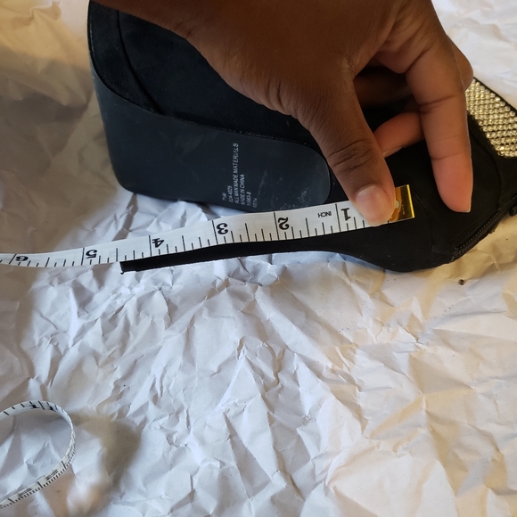 Black Rhinestone Suede Open Toe Booties - Picture 4 of 4